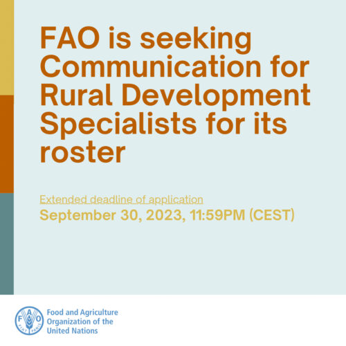 FAO is seeking Communication for Rural Development Specialists